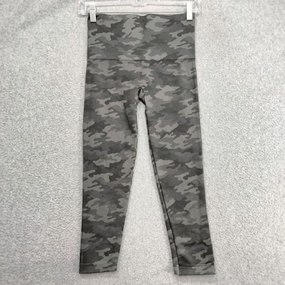 Spanx Ankle Leggings Womens Size M Gray Camo High Waisted Wide Band Mid Rise - Picture 7 of 11
